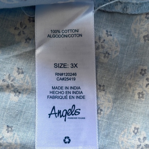 Women's Angels Blue Sleeveless Lightweight Faux Button Top Blouse -Various Sizes - Picture 11 of 14